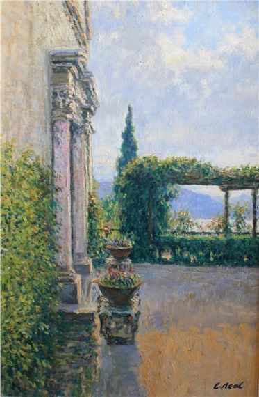 VIEW TO LAGO COMO FROM COURTYARD by Charles Neal