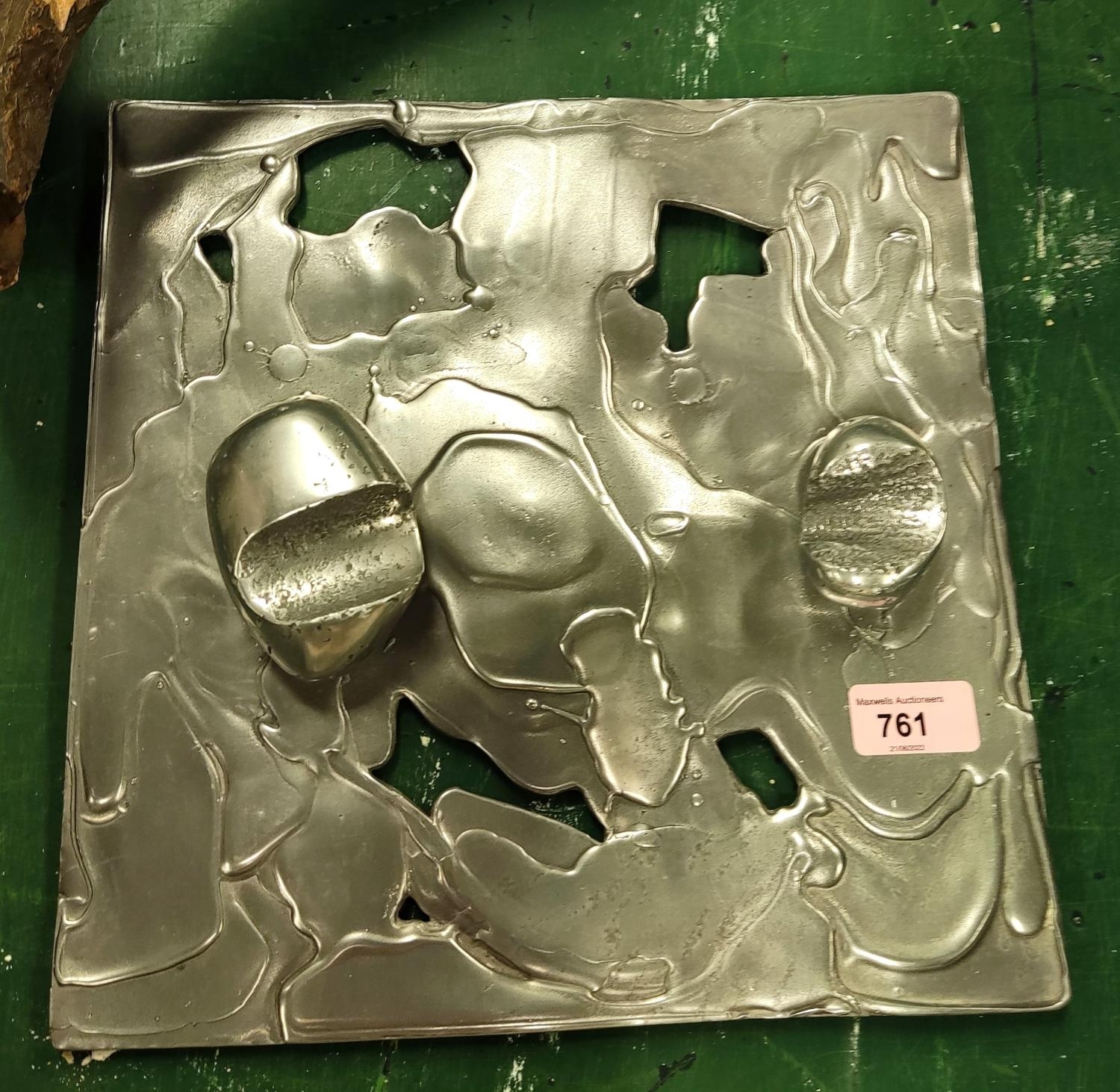 Catherine Dewar Bailey Flat pewter naturalistic sculpture with raised