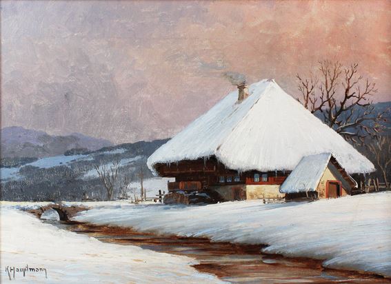Schwarzwaldhof in Winterlandschaft by Karl Hauptmann