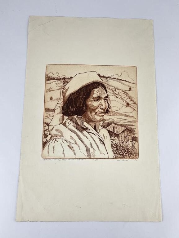 Artwork by Marta Arat, Governor of the Tarahumaras, Made of Etching