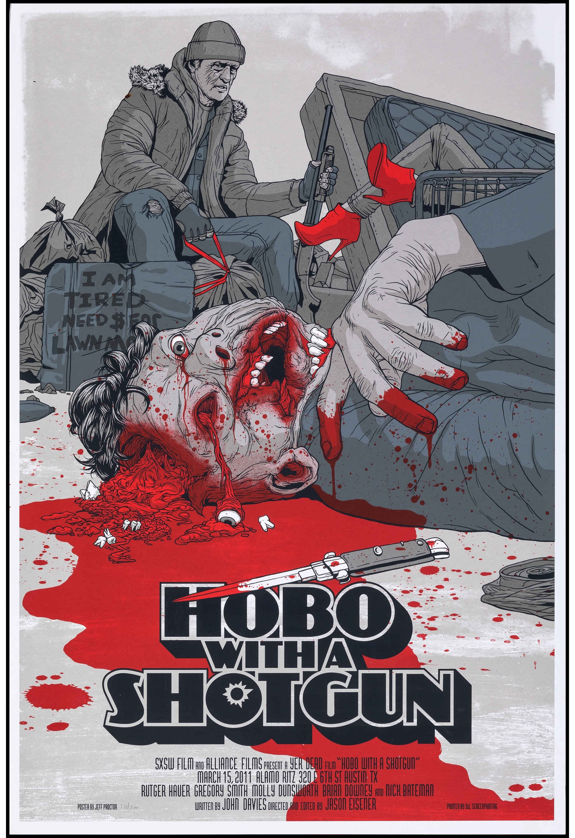 Artwork by Jeff Proctor, Hobo with a Shotgun, Made of Screen Print