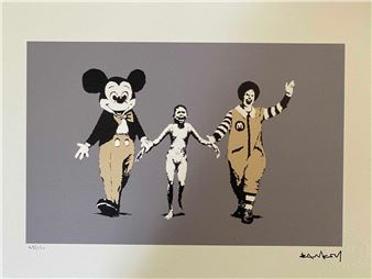 NEW BANKSY Modern Art Canvas Print Clown Cops 