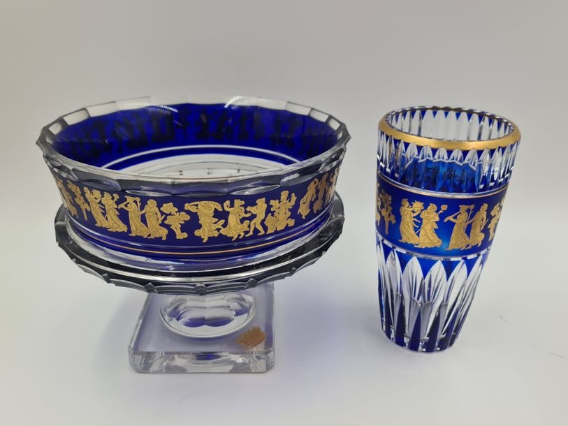 Artwork by Val Saint Lambert, Centerpiece; Vase, Made of Crystal decorated with the dance of Flore  (2)