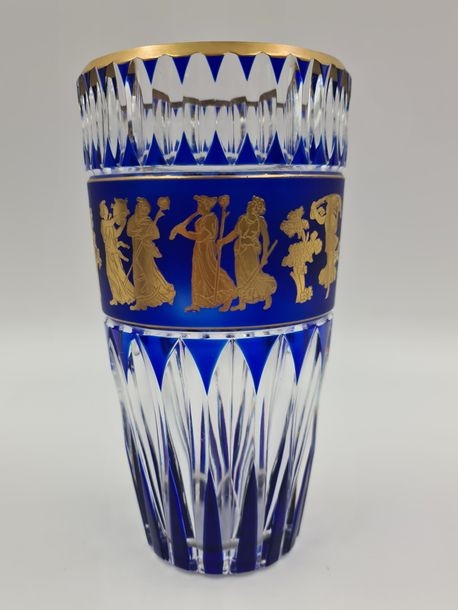 Artwork by Val Saint Lambert, Centerpiece; Vase, Made of Crystal decorated with the dance of Flore  (2)