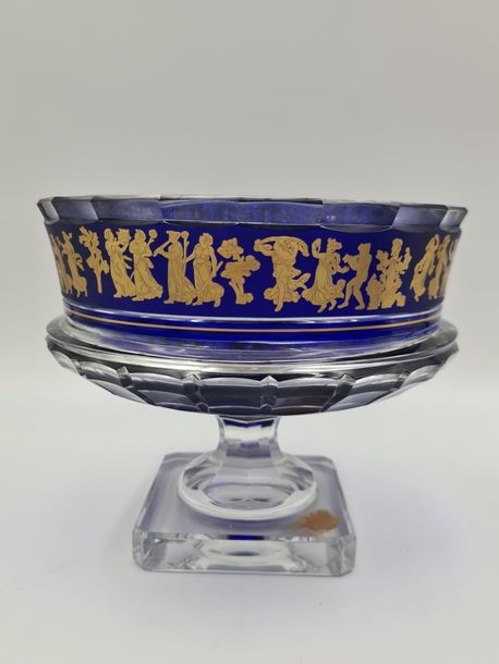 Artwork by Val Saint Lambert, Centerpiece; Vase, Made of Crystal decorated with the dance of Flore  (2)