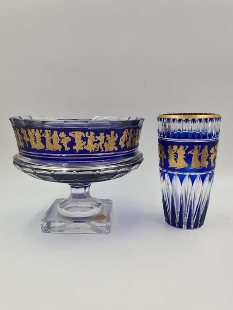 Artwork by Val Saint Lambert, Centerpiece; Vase, Made of Crystal decorated with the dance of Flore  (2)