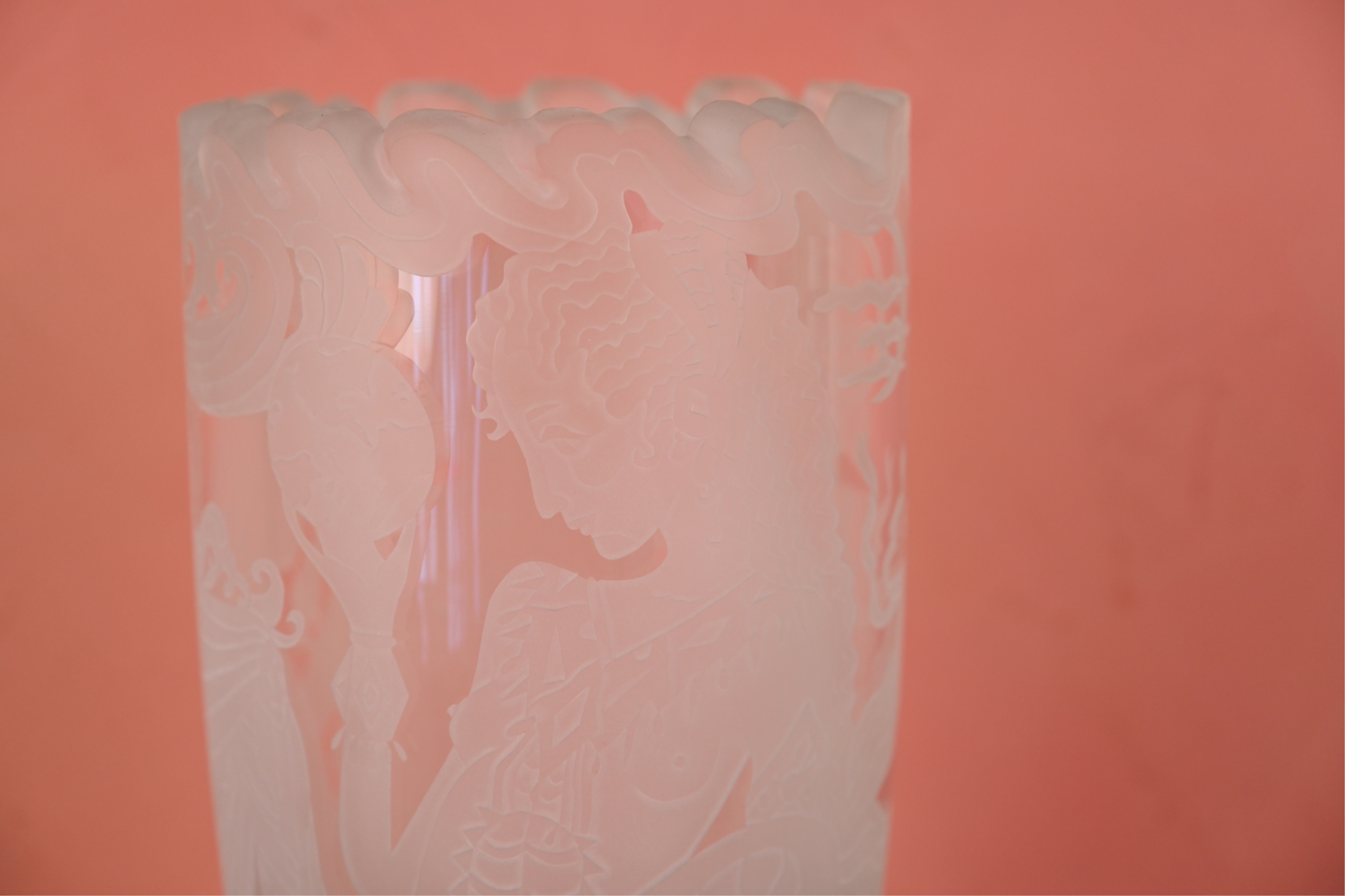 Artwork by Marialyce Hawke, ART GLASS VASE, Made of etched and frosted glass