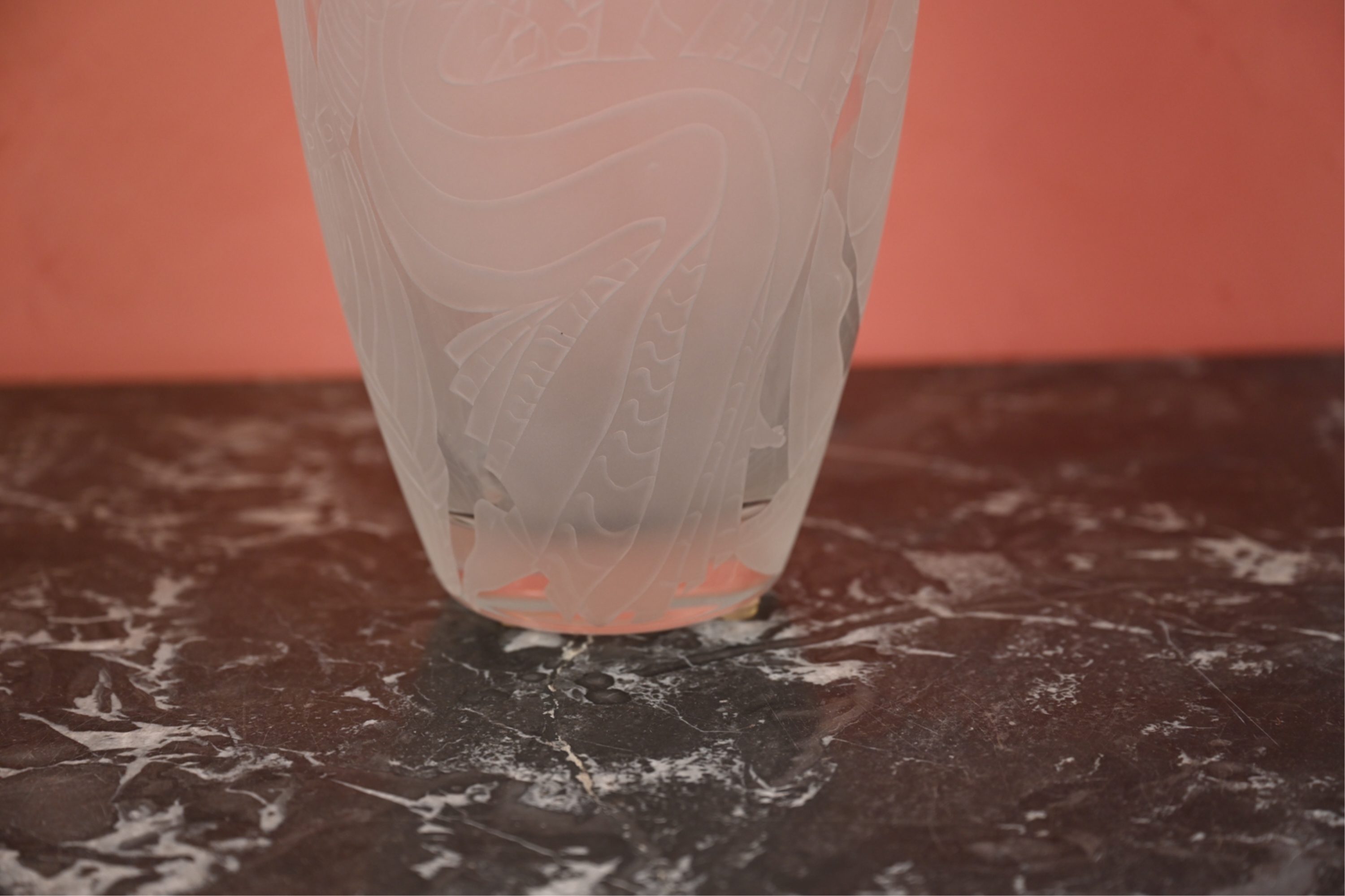 Artwork by Marialyce Hawke, ART GLASS VASE, Made of etched and frosted glass