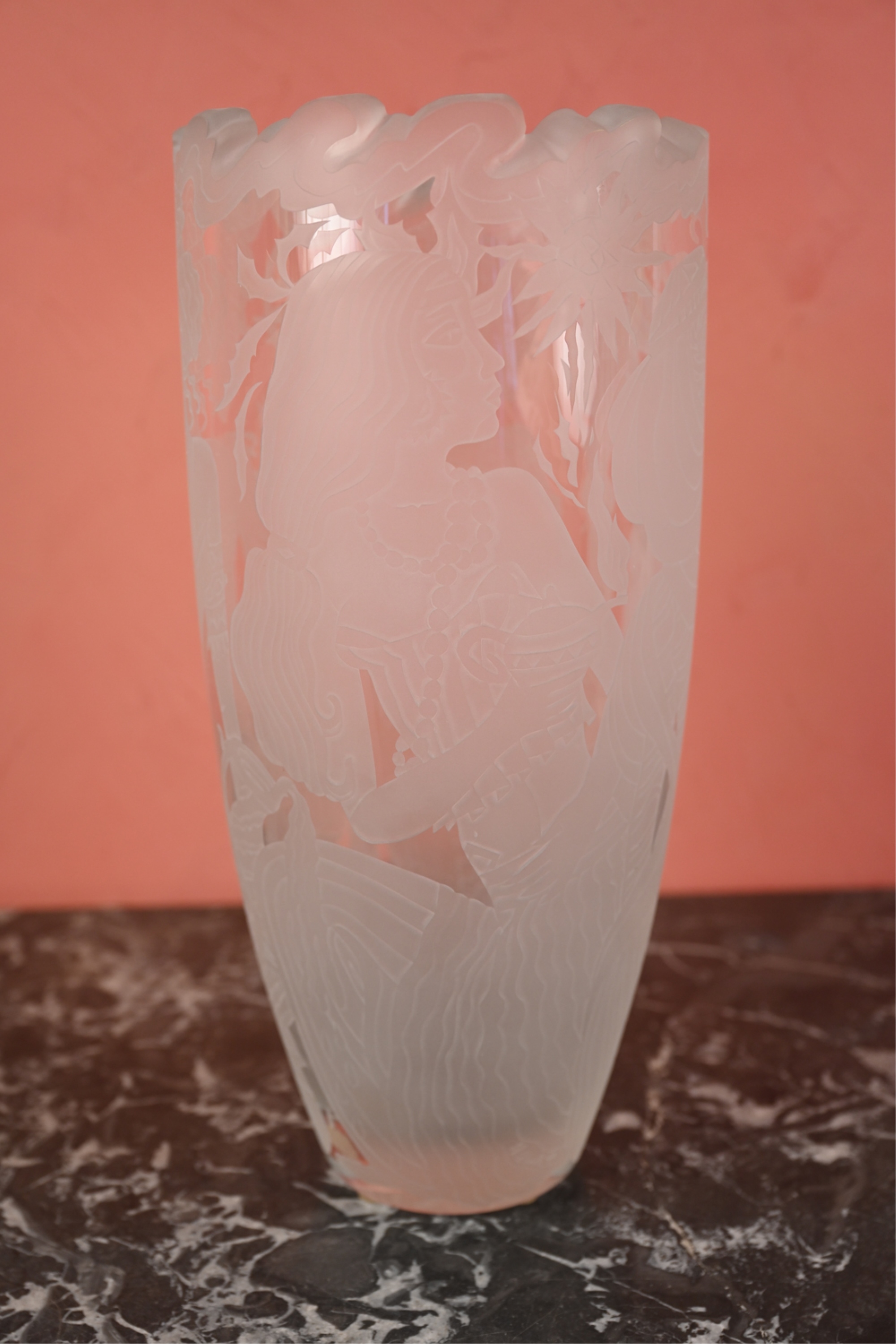 Artwork by Marialyce Hawke, ART GLASS VASE, Made of etched and frosted glass