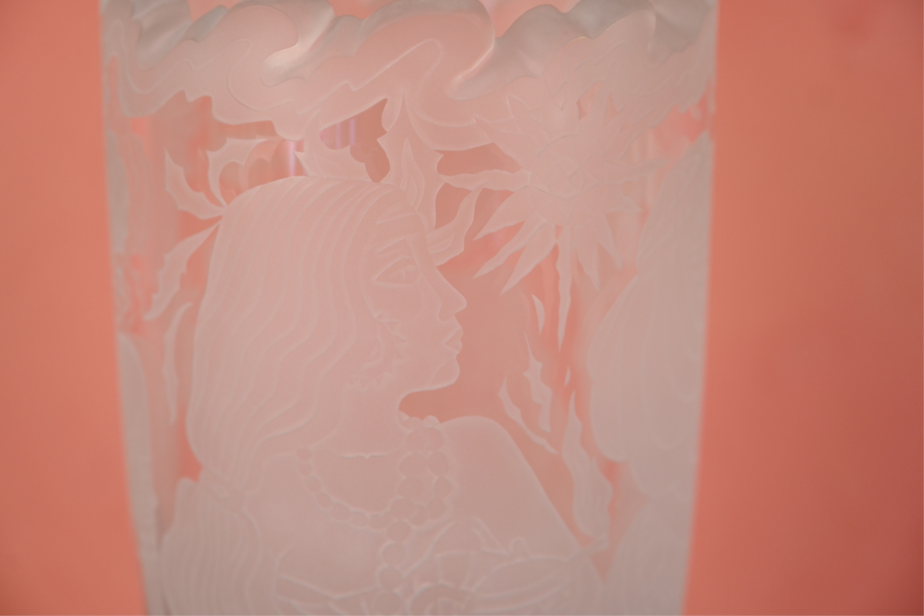 Artwork by Marialyce Hawke, ART GLASS VASE, Made of etched and frosted glass