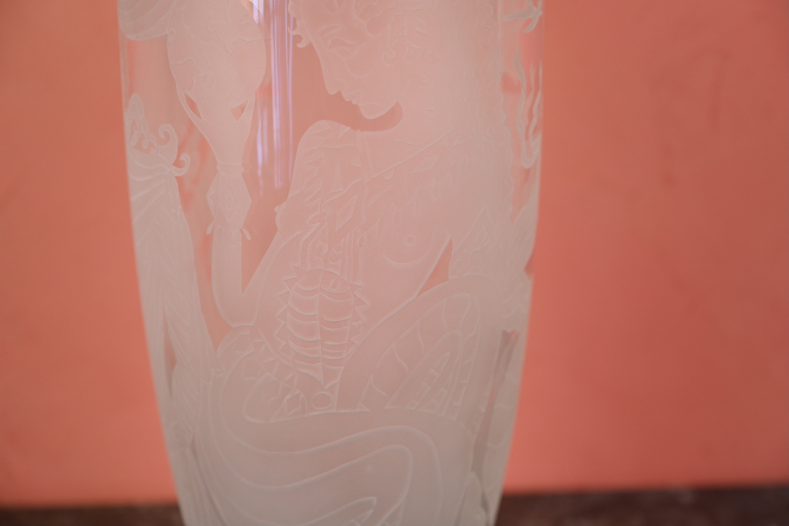 Artwork by Marialyce Hawke, ART GLASS VASE, Made of etched and frosted glass