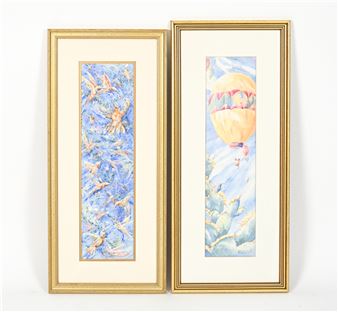 Including (1) depiction of hot air balloons with cacti and (1) depicting hummingbirds in flight - Gretchen Huff