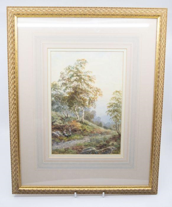 Artwork by Albert Edmund Gyngell, Figures resting in wooded landscape, Made of watercolour