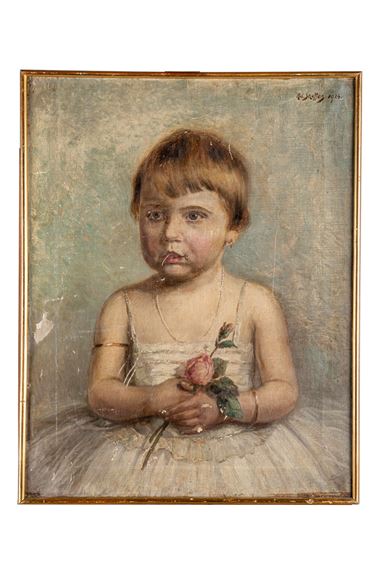 Robert Scheffer | Portrait of little girl with roses | MutualArt