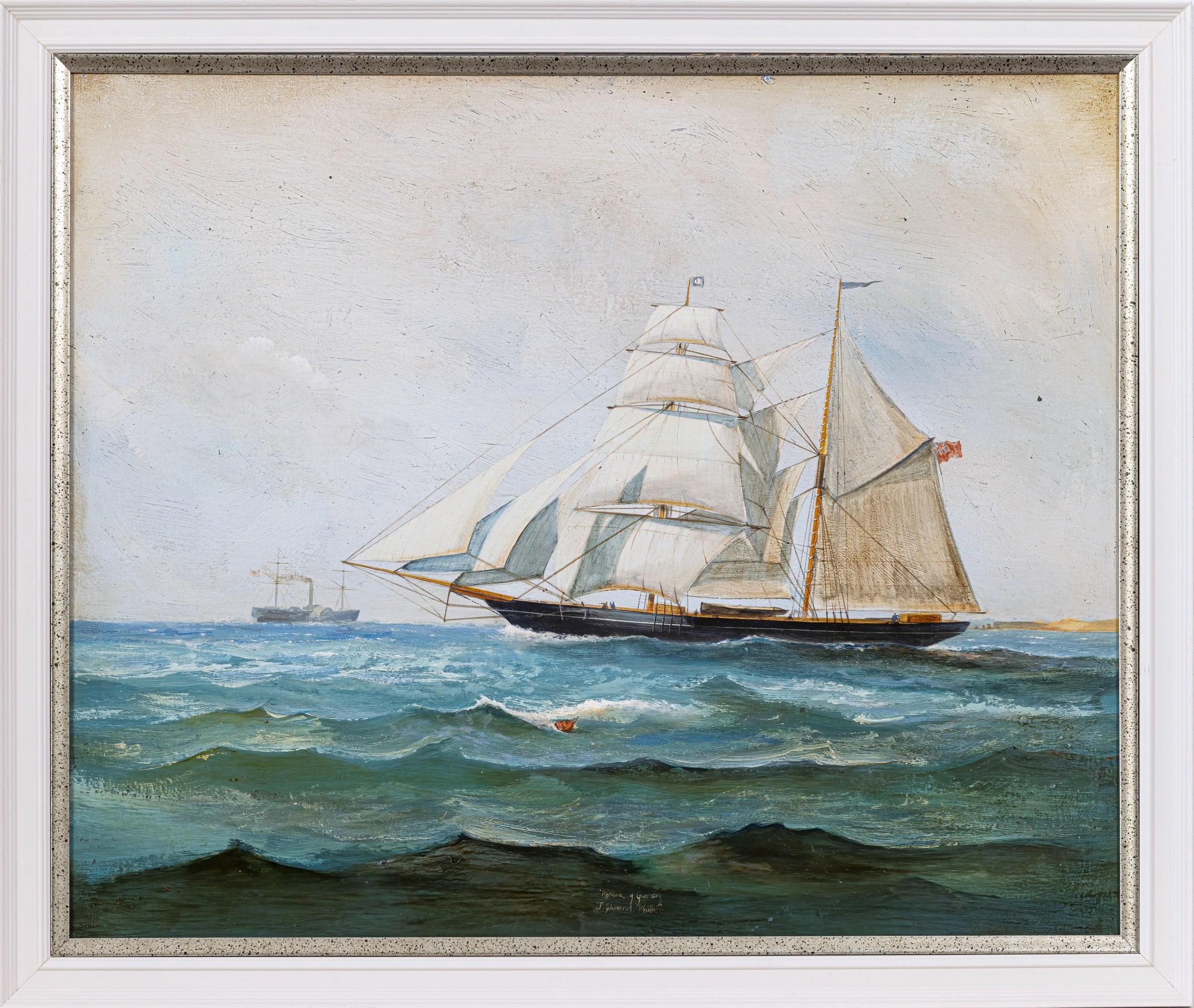 The coaster ‘Rescue of Guernsey J. Quesnel, Master' by English School, 19th Century