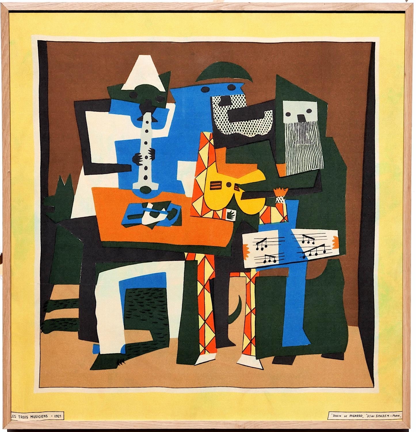Artwork by Pablo Picasso, Les Trois Musiciens, Spadem Collection, Made of print on silk