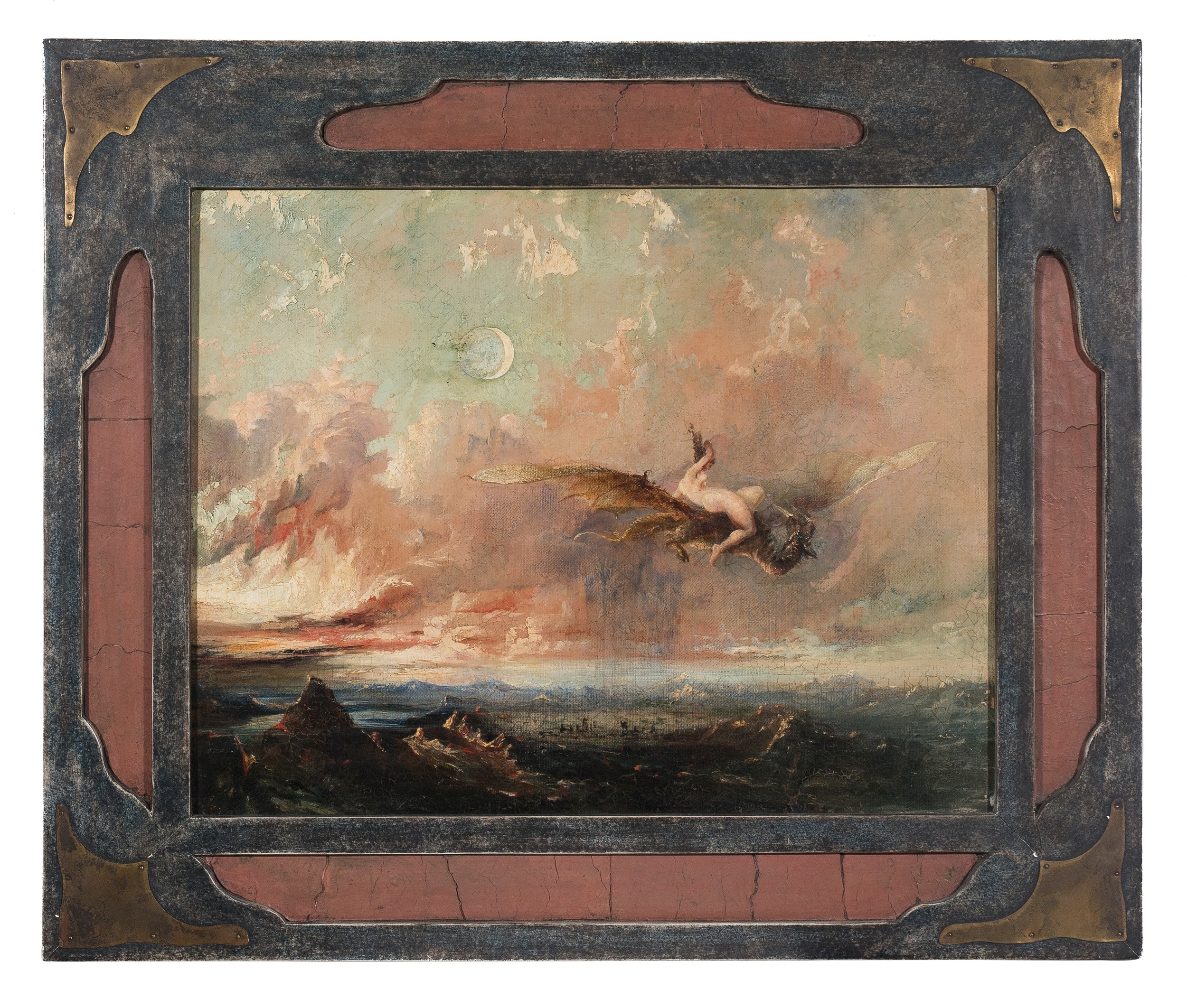 Artwork by Symbolism School, Woman on a dragon, Made of Oil on canvas