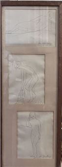Three nude studies in the same frame - Anne Ouilem