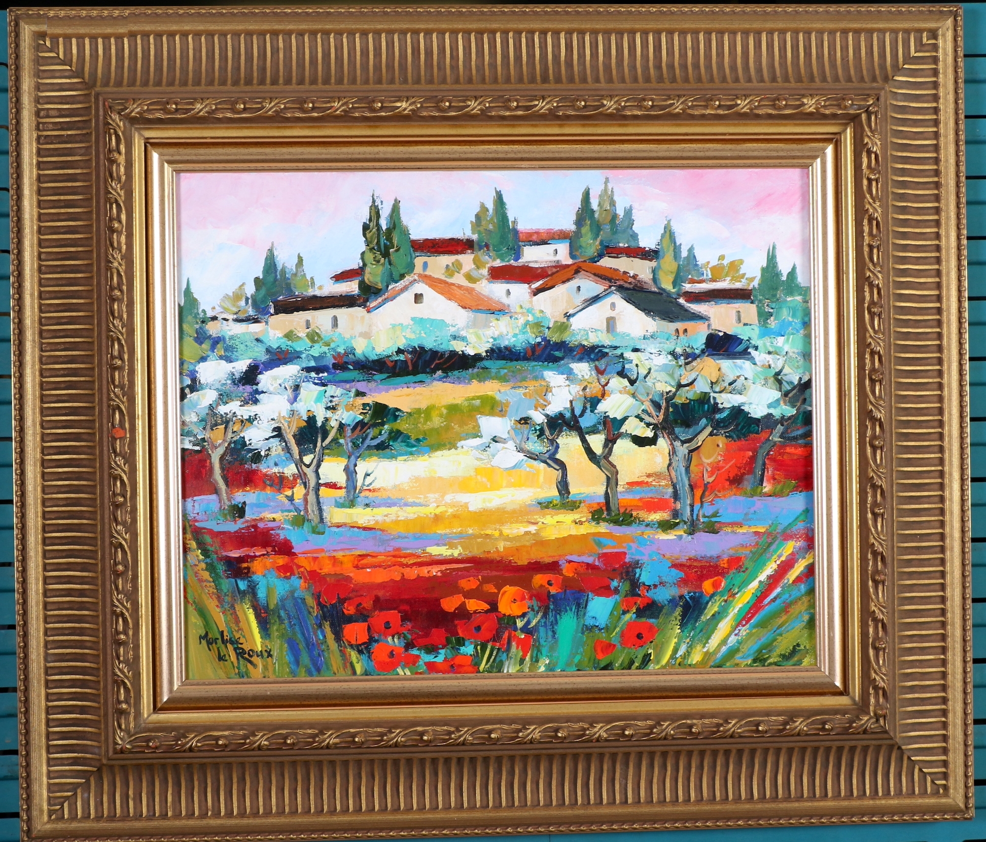 Marlize Le Roux | VIEW OF HOUSES PAST THE FLOWER FIELDS | MutualArt