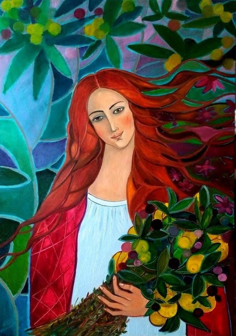 Artwork by Krystyna Ruminkiewicz, Flora, Made of Oil, Canvas,