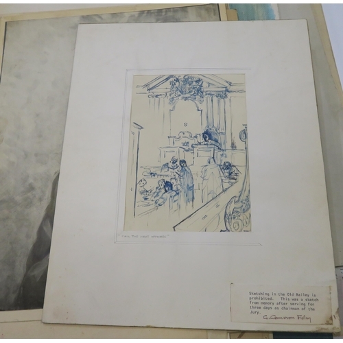 Artwork by George Cameron Foley, A LOT COMPRISING TWO PORTFOLIOS, Made of watercolours, etchings, drawings and paintings