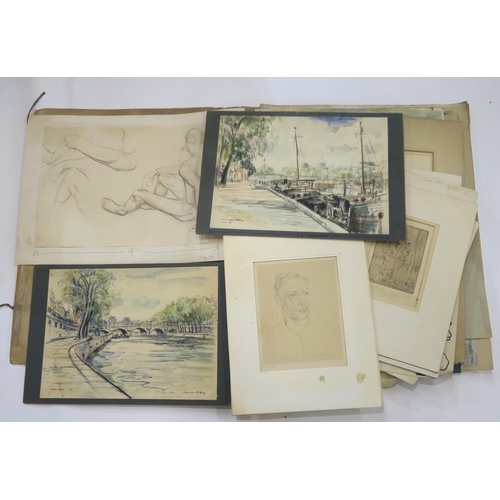 Artwork by George Cameron Foley, A LOT COMPRISING TWO PORTFOLIOS, Made of watercolours, etchings, drawings and paintings