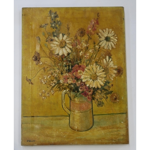 Artwork by George Cameron Foley, A LOT COMPRISING NINE WORKS, MAINLY STILL LIFES AND A PAINTING OF CATS FEEDING, Made of oils and watercolours