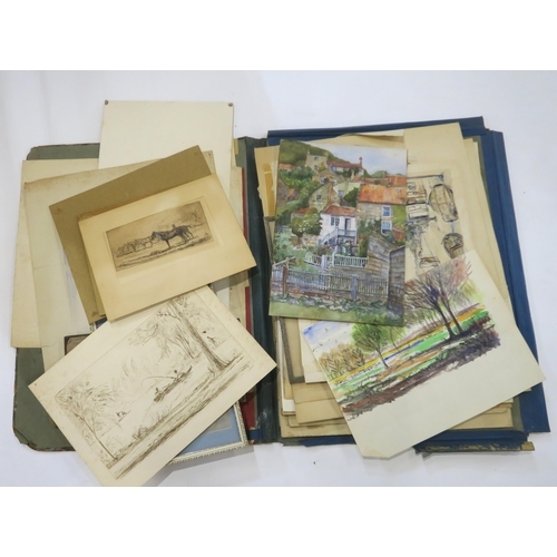 Artwork by George Cameron Foley, A LOT COMPRISING TWO PORTFOLIOS, Made of watercolours, etchings, drawings and paintings