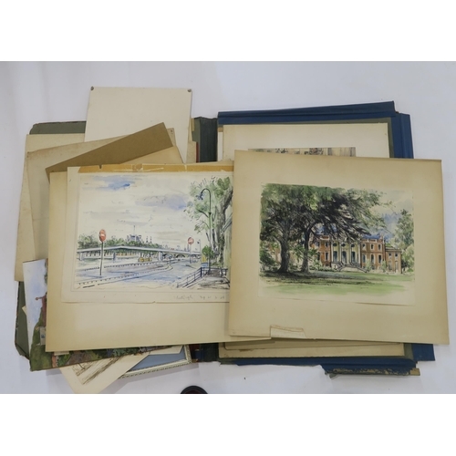 Artwork by George Cameron Foley, A LOT COMPRISING TWO PORTFOLIOS, Made of watercolours, etchings, drawings and paintings