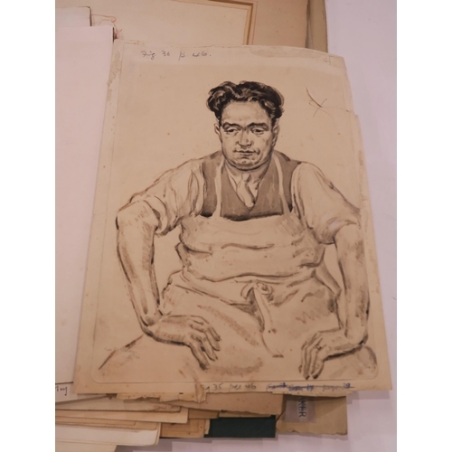 Artwork by George Cameron Foley, A LOT COMPRISING TWO PORTFOLIOS, Made of watercolours, etchings, drawings and paintings