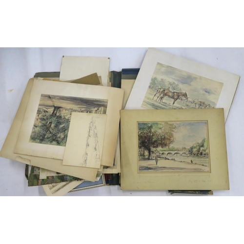 Artwork by George Cameron Foley, A LOT COMPRISING TWO PORTFOLIOS, Made of watercolours, etchings, drawings and paintings