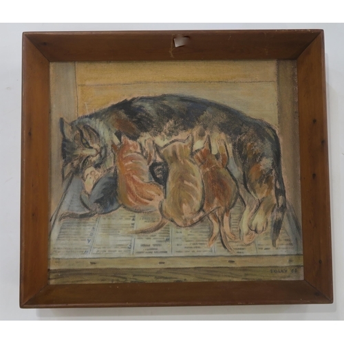 Artwork by George Cameron Foley, A LOT COMPRISING NINE WORKS, MAINLY STILL LIFES AND A PAINTING OF CATS FEEDING, Made of oils and watercolours