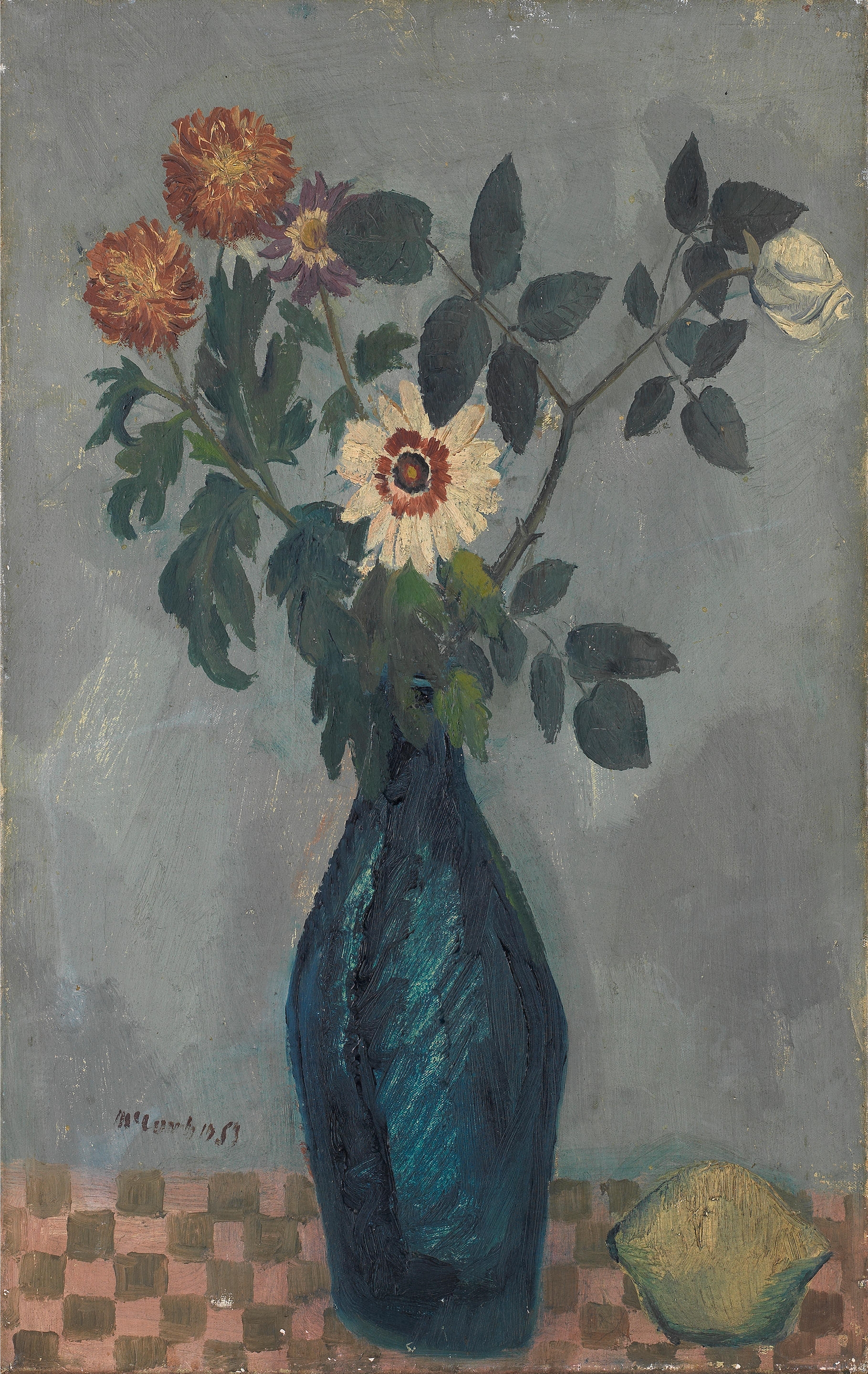 Artwork by Leonard McComb, Still Life of Flowers with Lemon, Made of oil on canvas