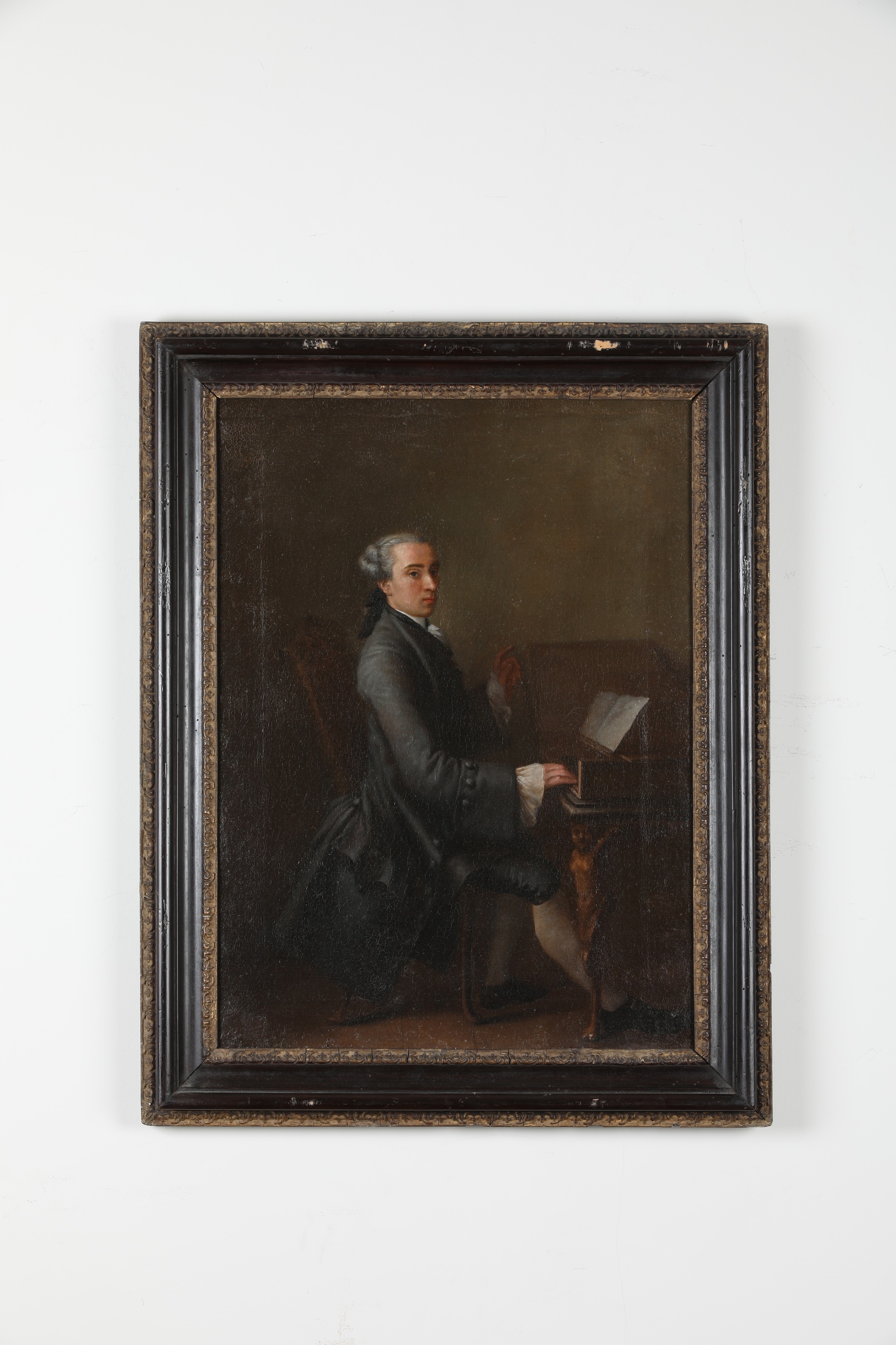 Artwork by Charles Joseph Flipart, A Pair of Portraits of A Harpsichordist and A Violinist, Made of Oil on canvas
