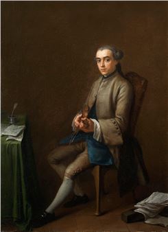 A Pair of Portraits of A Harpsichordist and A Violinist - Charles Joseph Flipart