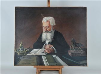 Portrait présumé de Victor Hugo (?) à son bureau - Auguste Courcoux
