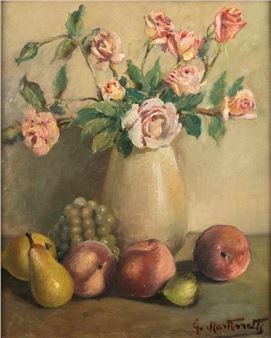"Natura morta con rose e frutta" - G. Matinetti