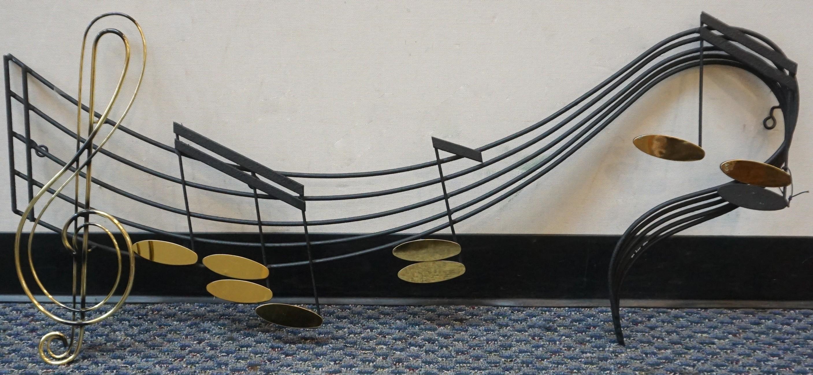 Curtis Jeré | Brass Hanging Musical Notes Wall Sculpture | MutualArt