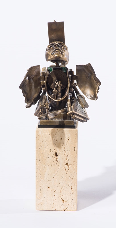 Artwork by Theodore Gall, Racing with Money, Made of Bronze on marble plinth