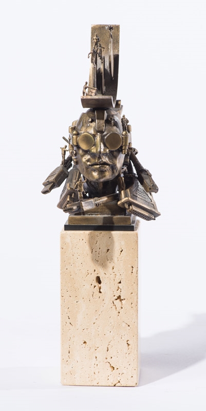 Artwork by Theodore Gall, Racing with Money, Made of Bronze on marble plinth