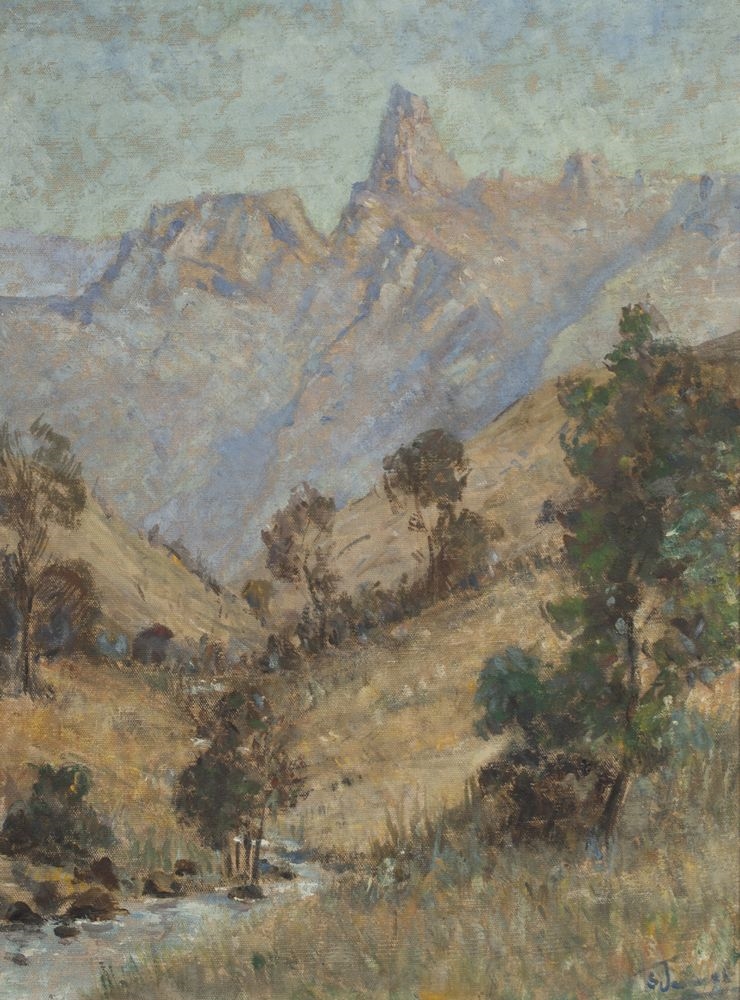 Artwork by Sydney Jennings, Drakensburg Valley, Made of Oil on Canvas on board