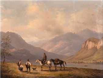 Italian peasants in a mountain landscape - Giuseppe Canella, the Younger