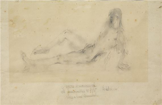 Male nude wtih bent leg by Filippo de Pisis, 1930s