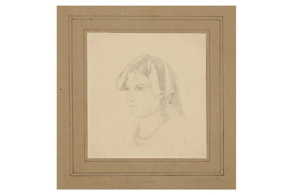 Artwork by Carl Christian Constantin Hansen, Head of a Roman lady, Made of pencil on paper