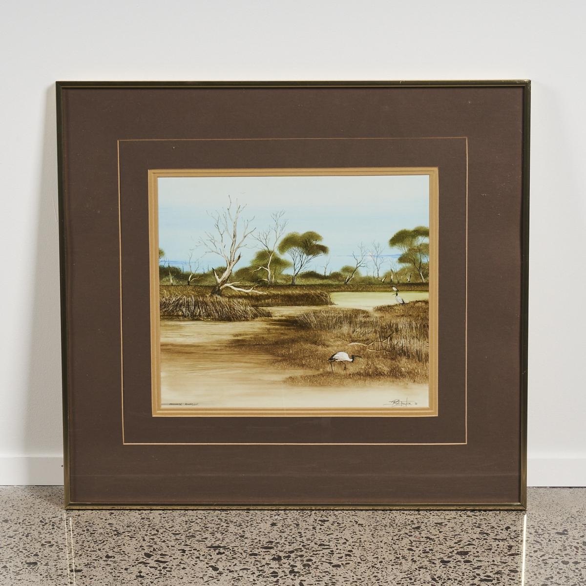 Artwork by Rob Taylor, Moonrise Riverside, Made of Oil on board