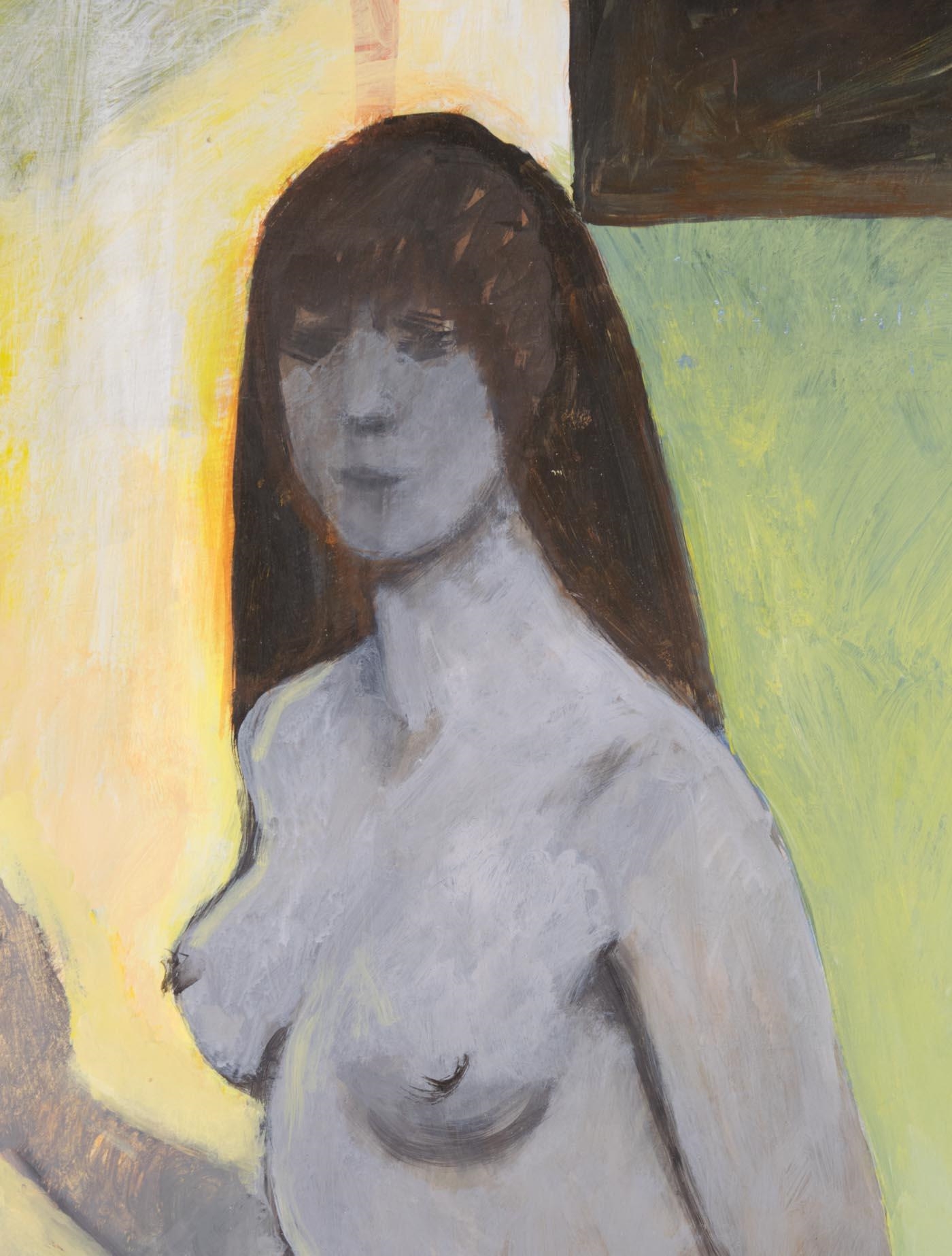 Artwork by Sally Haley, Standing nude, Made of Egg gouache on board