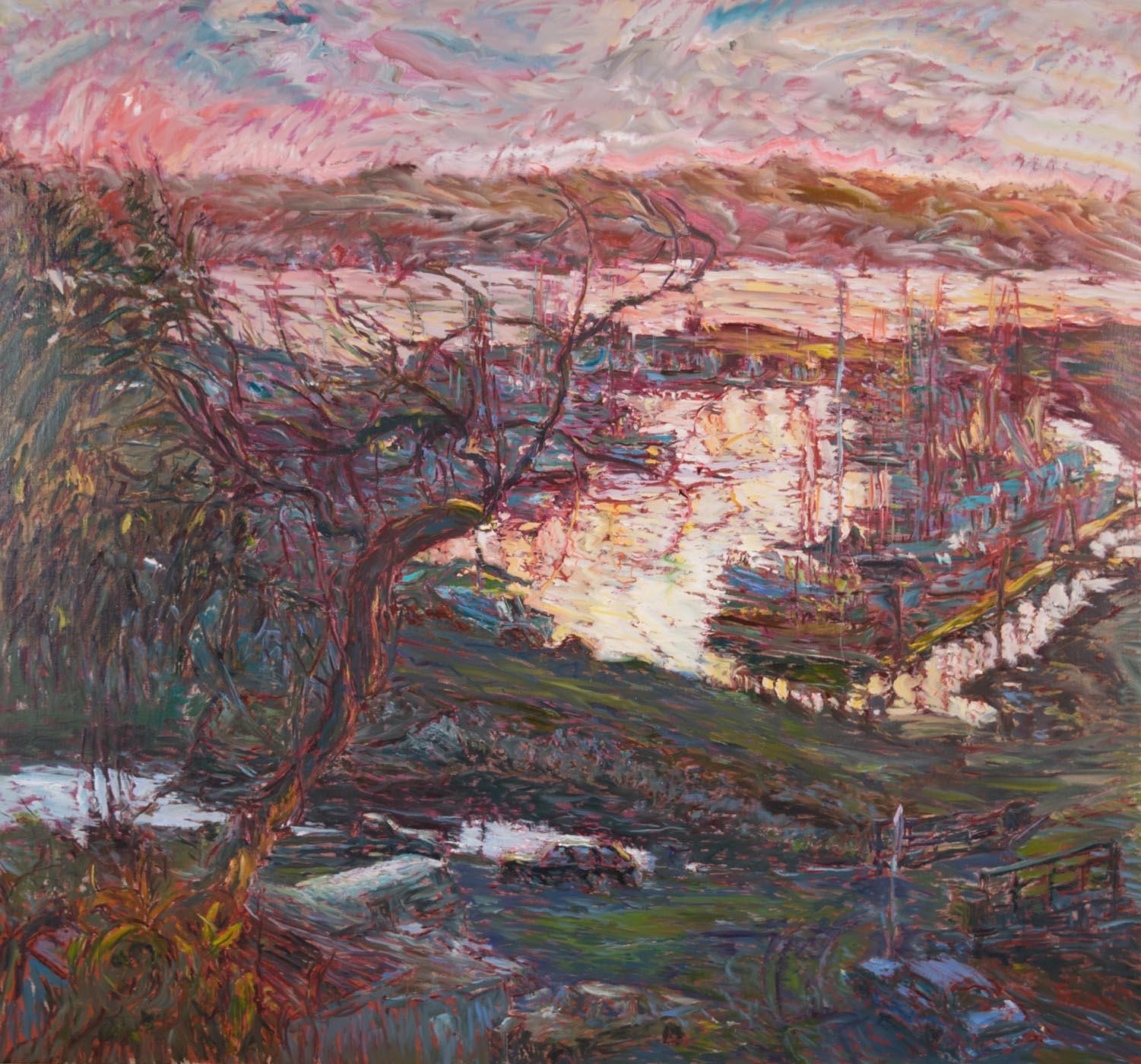 Artwork by Marco Sassone, "Bodega Reach," river landscape, Made of Oil on canvas