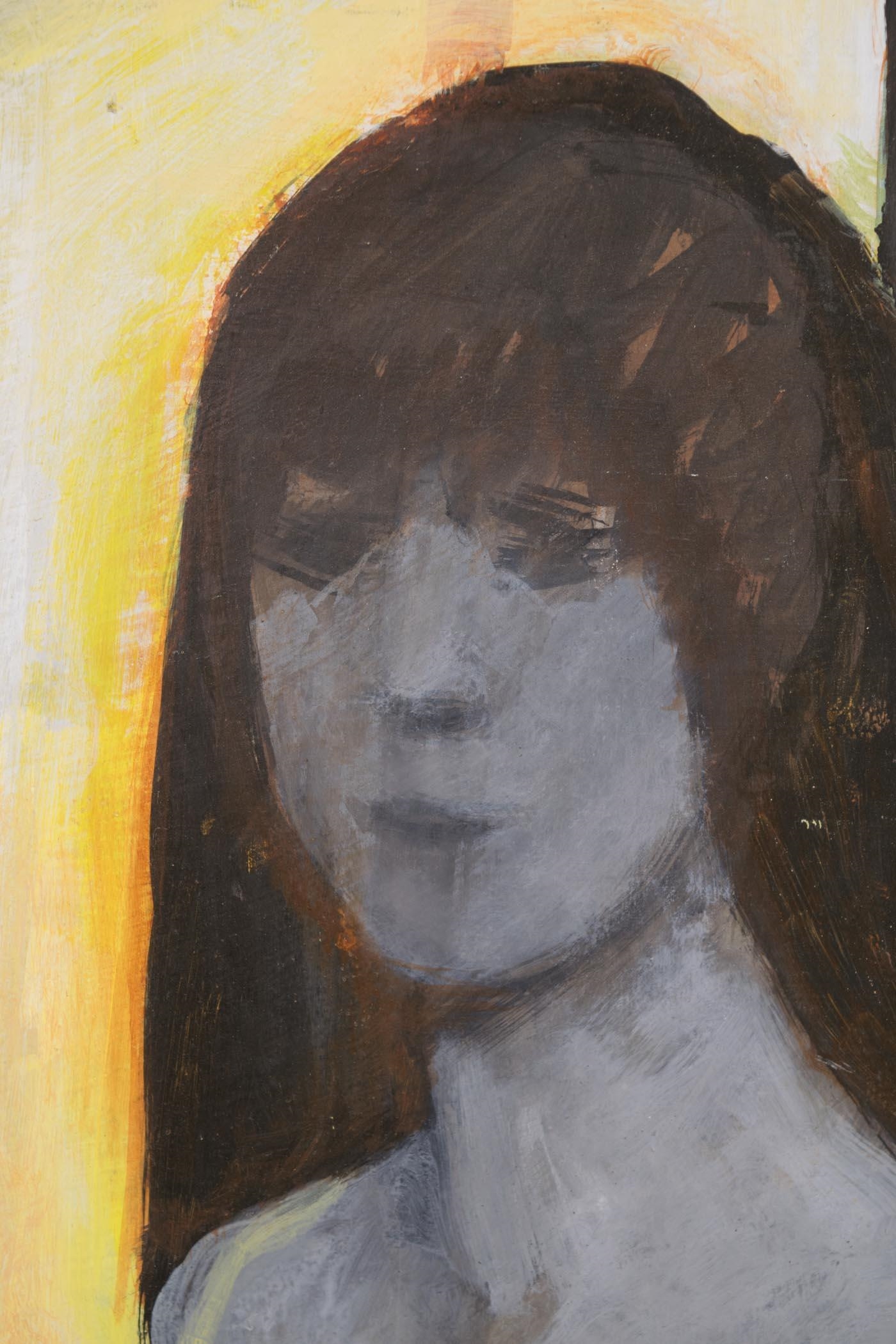 Artwork by Sally Haley, Standing nude, Made of Egg gouache on board