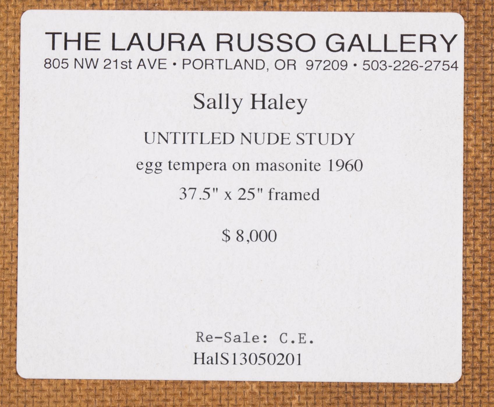 Artwork by Sally Haley, Standing nude, Made of Egg gouache on board