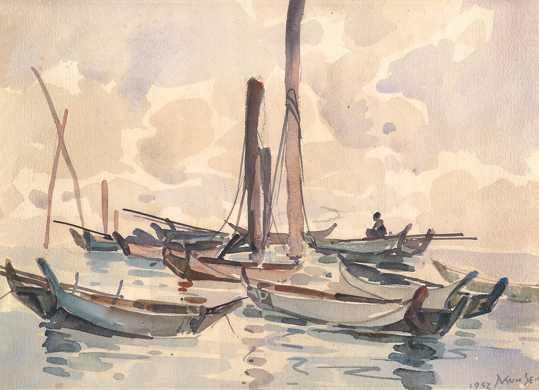 Yong Mun Sen | Untitled (Boats) (1952) | MutualArt